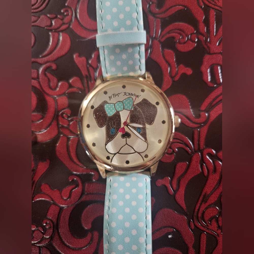 Betsey Johnson Women's Polka Dot Watch - Blue and Gold